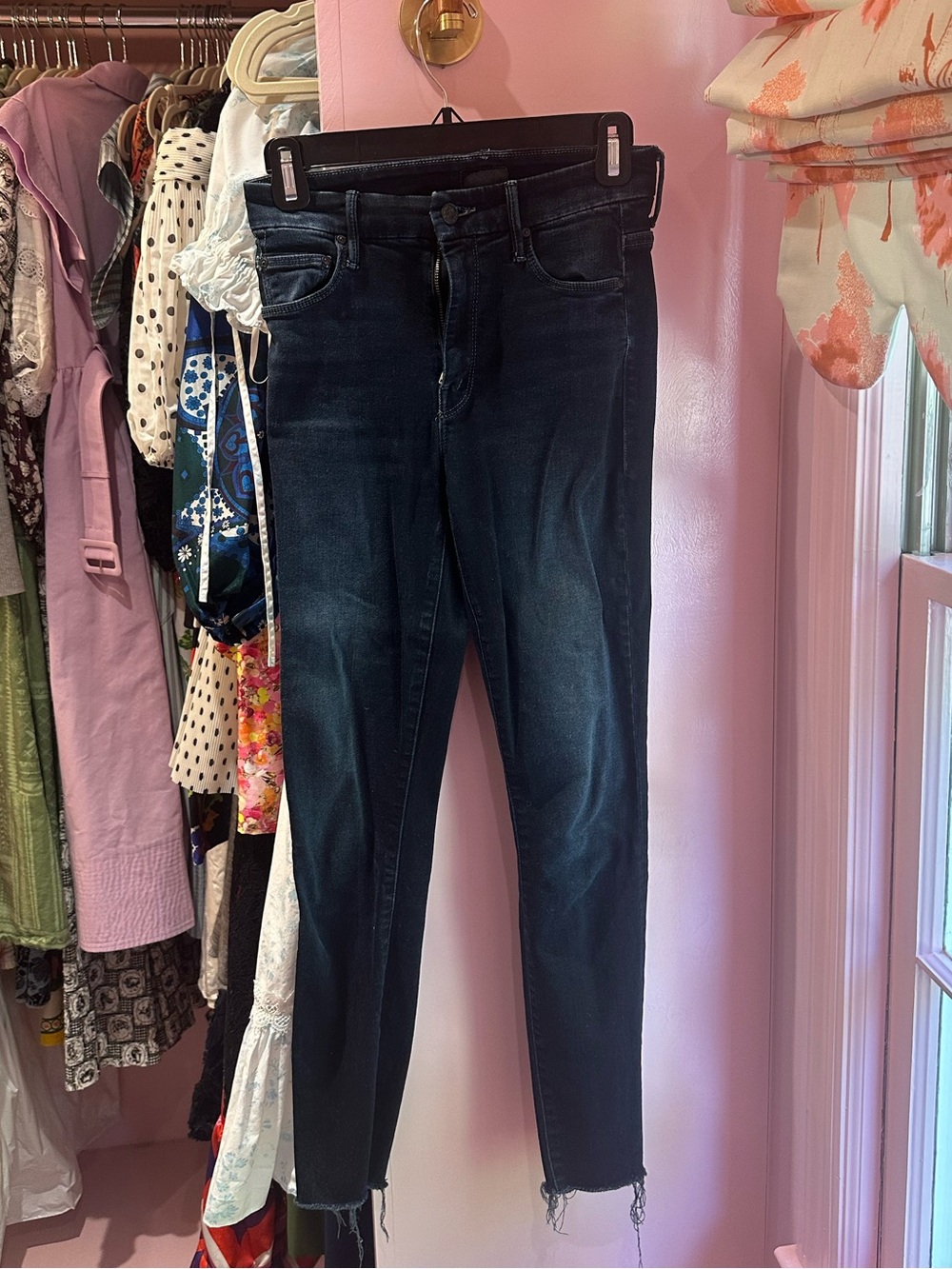 MOTHER Black-Blue Skinny Jeans